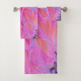 Elegantes Hot Pink und Magenta Dekorative Dahlia Badhandtuch Set