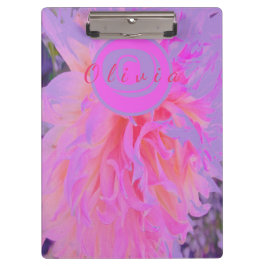 Elegantes Hot Pink und Magenta Dekorative Dahlia Klemmbrett