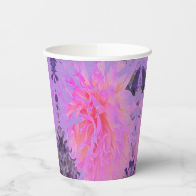 Elegantes Hot Pink und Magenta Dekorative Dahlia Pappbecher (Links)