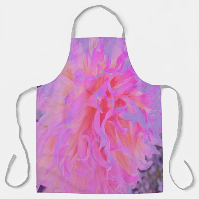 Elegantes Hot Pink und Magenta Dekorative Dahlia Schürze (Vorderseite)