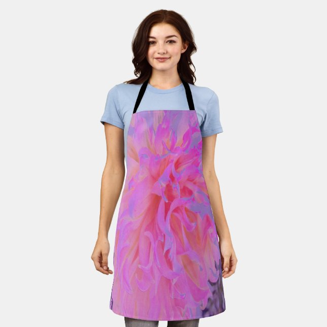 Elegantes Hot Pink und Magenta Dekorative Dahlia Schürze (Getragen)