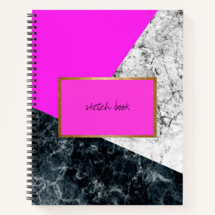 Elegantes Hot Pink und Marmor Sketch Book Notizbuch
