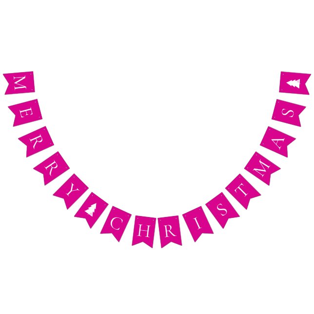 Elegantes Hot Pink White Frohe Weihnachten Wimpelkette (Alle)