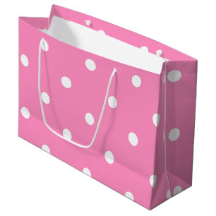 Elegantes Hot Pink White Polka Dots Template für s Große Geschenktüte