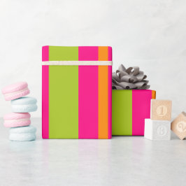 Elegantes Hot Pink, Zitronengrün, tiefe Orange Str Geschenkpapier