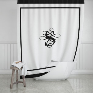 Elegantes Hotel Chic Stilvolles Monogramm Und-Zeic Duschvorhang