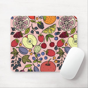 Elegantes Hübsches Fruchtmuster Wasserfarbe Rosa Mousepad
