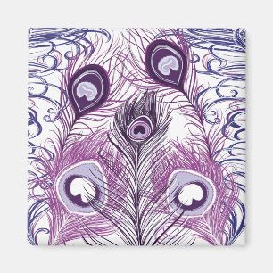Elegantes hübsches lila Pfauenfedern-Design Magnet