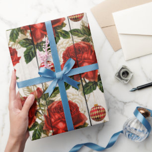 Elegantes hübsches Weihnachtsblumenmuster Geschenkpapier