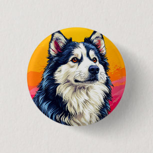 Elegantes Husky-Portrait mit lebendigem Sonnenunte Button