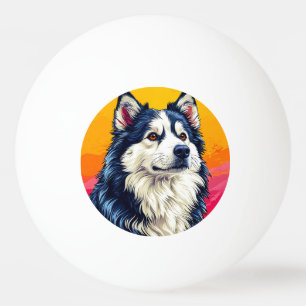 Elegantes Husky-Portrait mit lebendigem Sonnenunte Tischtennisball
