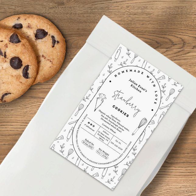 Elegantes Hütte-Label für Backwerkzeuge Rechteckiger Aufkleber (Elegant Pastry Baking Tools Cottage Law Label)