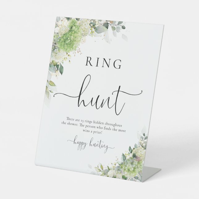 Elegantes Hydrangeen-Ring-Hunt-Schild Sockelschild (Vorderseite)