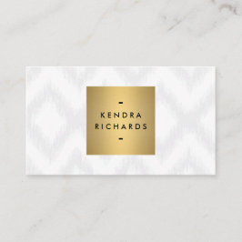 Elegantes Ikat-Muster mit Gold-Name-Logo Visitenkarte