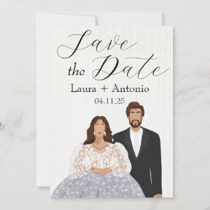 Elegantes Illustriertes Spanisches Paar Save The Date