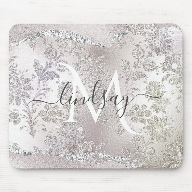 Elegantes Imitat Foil Monogram Mousepad (Vorne)