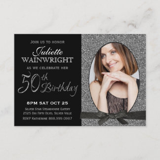 Elegantes Imitat-Glitzer-Foto-50. Einladung