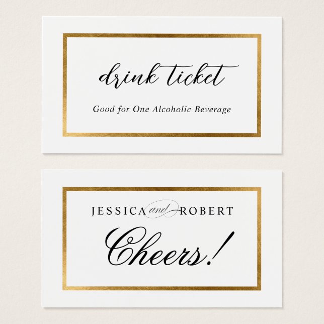 Elegantes Imitat Gold Border Drink Ticket (Vorne & Hinten)