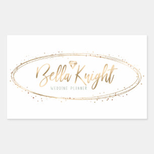 Elegantes Imitat Gold Foil Oval Confetti Firmenlog Rechteckiger Aufkleber