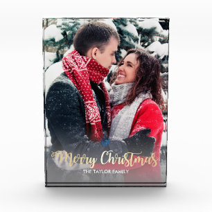 Elegantes Imitat Gold Frohe Weihnachts-Foto Fotoblock