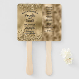 Elegantes Imitat Gold Glitzer and Foil Wedding Pro Fächer