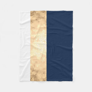 elegantes Imitat Gold, Marineblau, weiße Streifen Fleecedecke