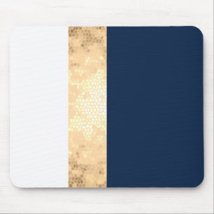 elegantes Imitat Gold, Marineblau, weiße Streifen Mousepad