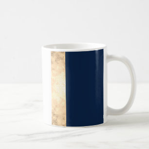 elegantes Imitat Gold, Marineblau, weiße Streifen Tasse