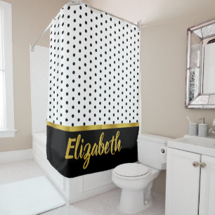 Elegantes Imitat Gold-Script mit Schwarz-Dot auf W Duschvorhang