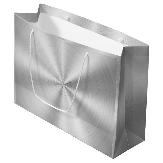 Elegantes Imitat-metallisches glänzendes Silber Große Geschenktüte (Vorderseite Schrägansicht)