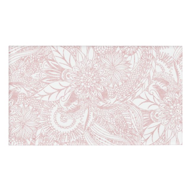 Elegantes Imitat Rose Gold Blumenmandala Design Namenschild (Vorderseite)