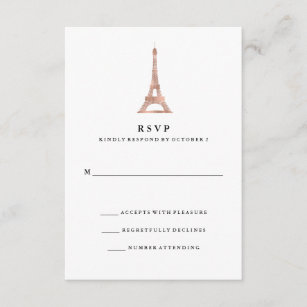 Elegantes Imitat-Rosen-Goldpariser Eiffel-Turm RSVP Karte