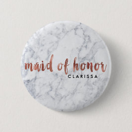elegantes Imitat-Rosen-Goldweiße MarmorTrauzeugin Button