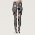 elegantes Imitat-Rosengold erröten rosa schwarze Leggings<br><div class="desc">Moderner und stilvoller Entwurf,  der die Imitat-Rosen-Gold-,  rosa und Schwarzekreise auf einem grauen Hintergrund darstellt.</div>