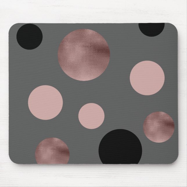 elegantes Imitat-Rosengold erröten rosa schwarze Mousepad (Vorne)