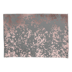 elegantes Imitat-Rosengold und graue Brushstrokes Kissenbezug