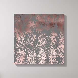 elegantes Imitat-Rosengold und graue Brushstrokes Leinwanddruck
