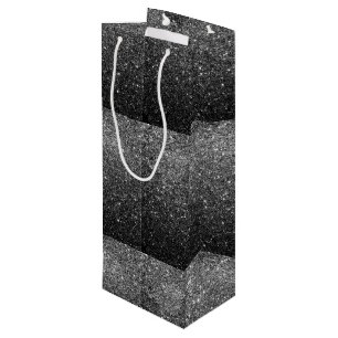 Elegantes Imitat-schwarzer Glitzer Geschenktüte Für Weinflaschen