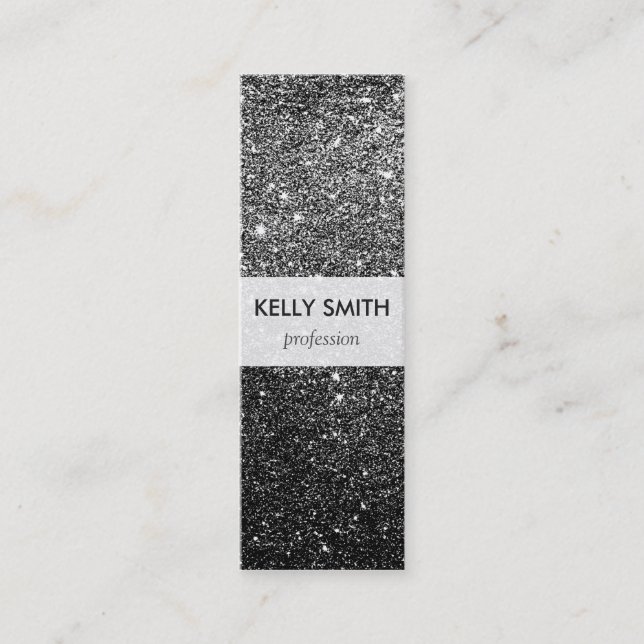 Elegantes Imitat-schwarzer Glitzer Mini Visitenkarte (Vorderseite)