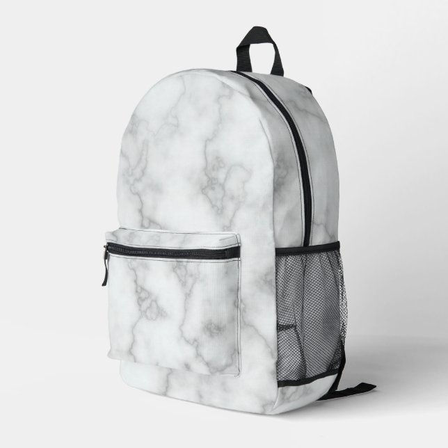 Elegantes Imitat Weißer Marmor Bedruckter Rucksack (Rückseitige Ecke Rechts)