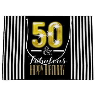 Elegantes ImitatgoldSchwarz-weißer 50. Große Geschenktüte