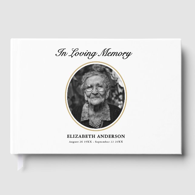 Elegantes In-Loving-Memory-Foto Gästebuch (Vorderseite)