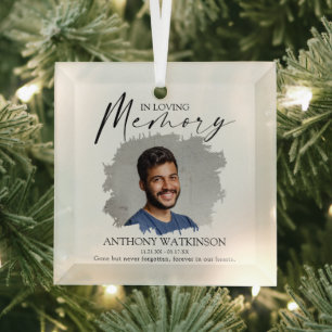 Elegantes In-Loving-Memory-Foto Ornament Aus Glas