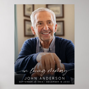 Elegantes In-Loving-Memory-Script-Foto Funeral  Poster