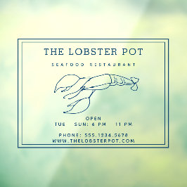 Elegantes Indigo Blue Lobster / Seafood Restaurant Fensteraufkleber