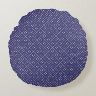 Elegantes Indigo Diamond Muster Rundkissen Rundes Kissen
