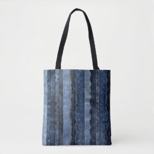 Elegantes Indigo Lace Stripe Denim Muster