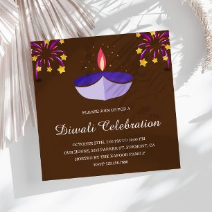 Elegantes indisches Diya Lamp Brown Diwali Party Einladung