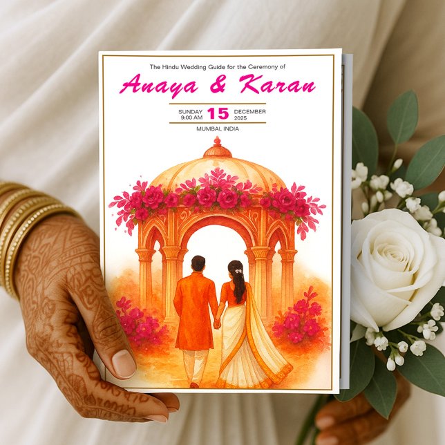 Elegantes indisches Hochzeitsprogramm Hindu-Zeremo (Elegant Indian Wedding Program Hindu Ceremony Guid Flyer)
