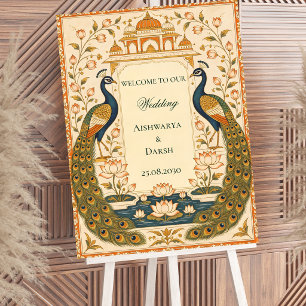 Elegantes indisches Hochzeitsschild im Pichwai-Sti Poster